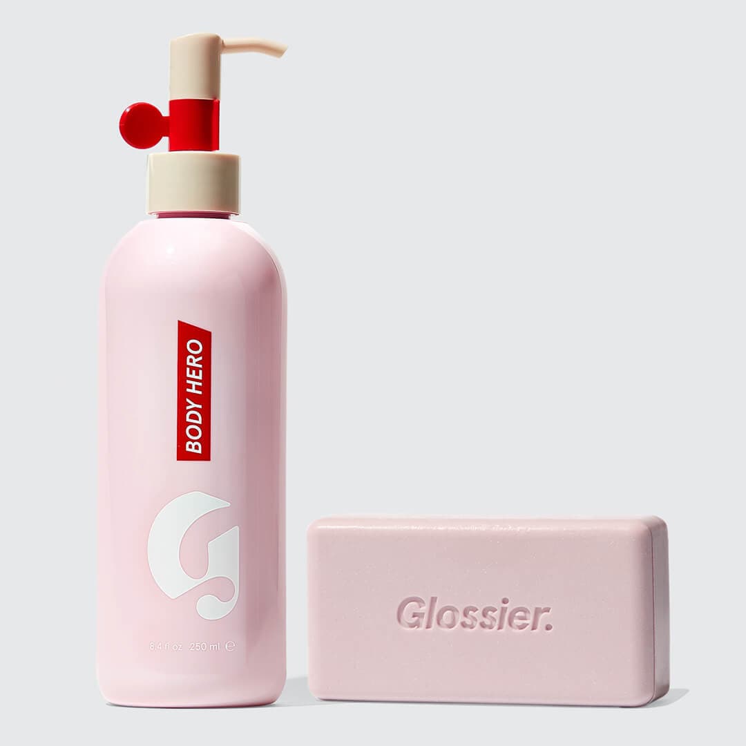 GLOSSIER Body Hero Oil Wash + Exfoliating Bar