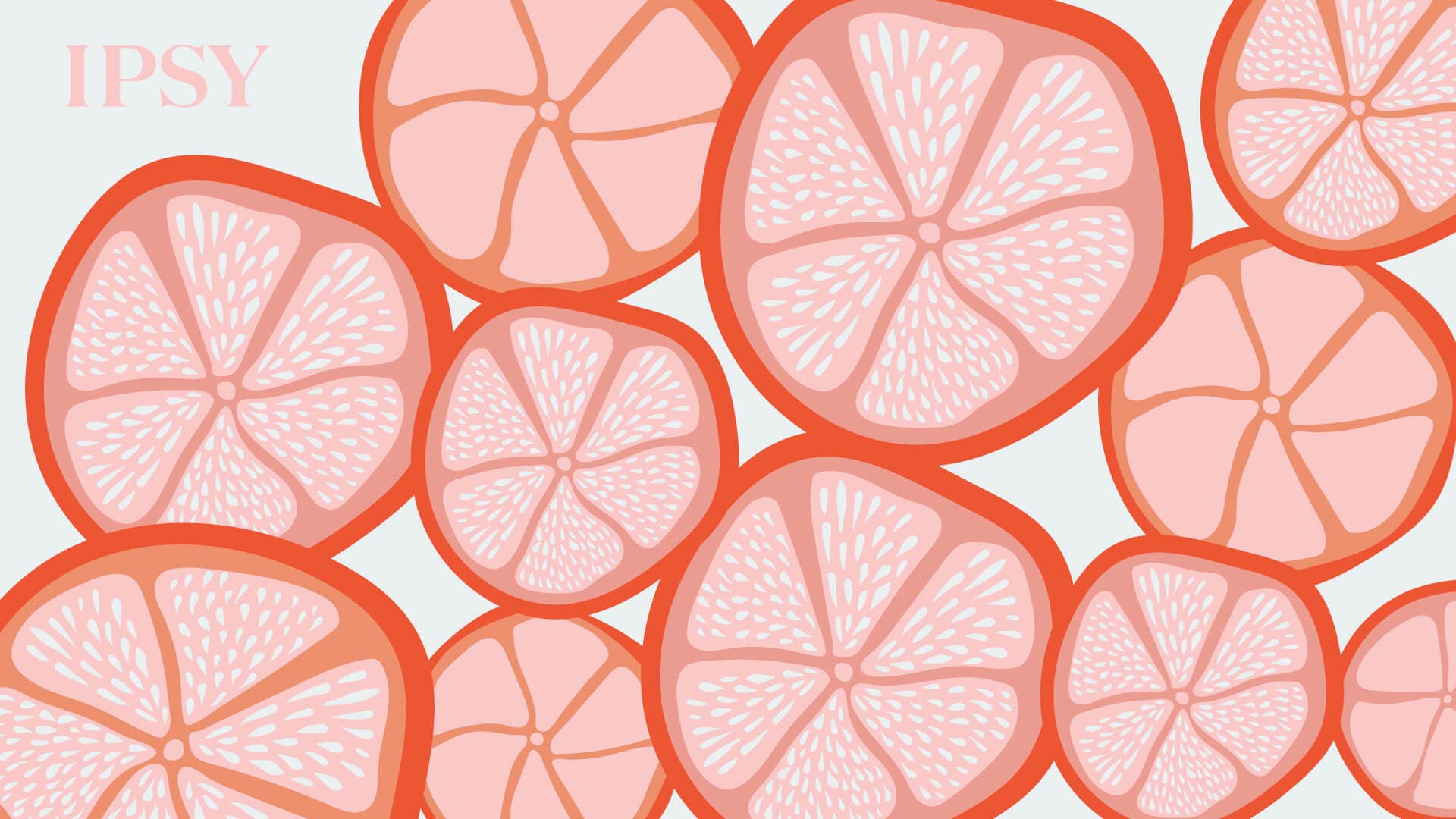 A Zoom background made up of citrus shapes. 