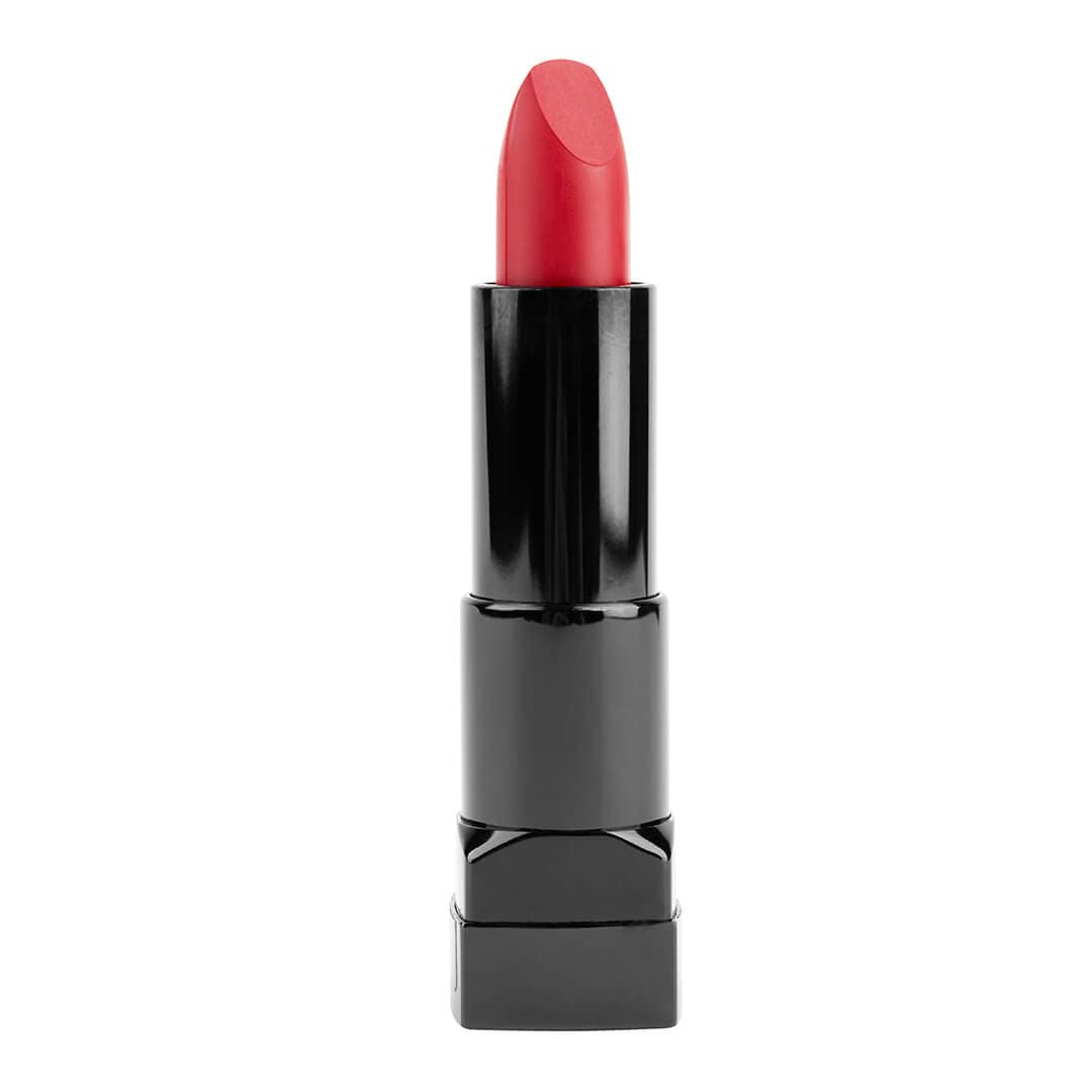 Red lipstick bullet on white background