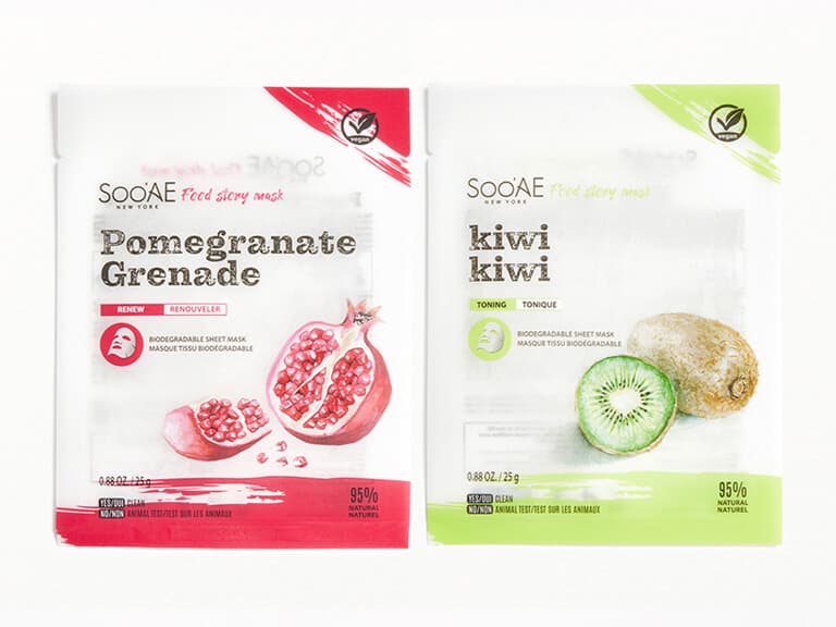 SOO AE Food Story Pomegranate and Kiwi Sheet Mask Duo