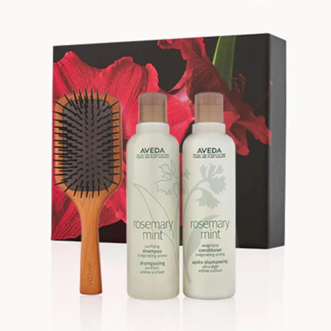 AVEDA Rosemary Mint Invigorating Hair Care and Brush Gift Set