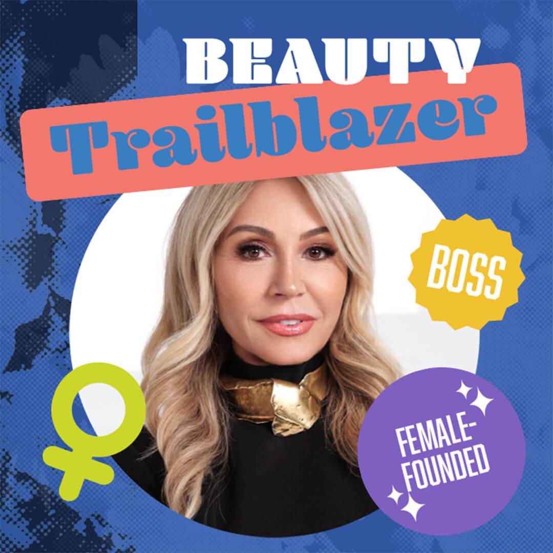 Profile image of Anastasia Soare in colorful graphic frame with text Beauty Trailblazers