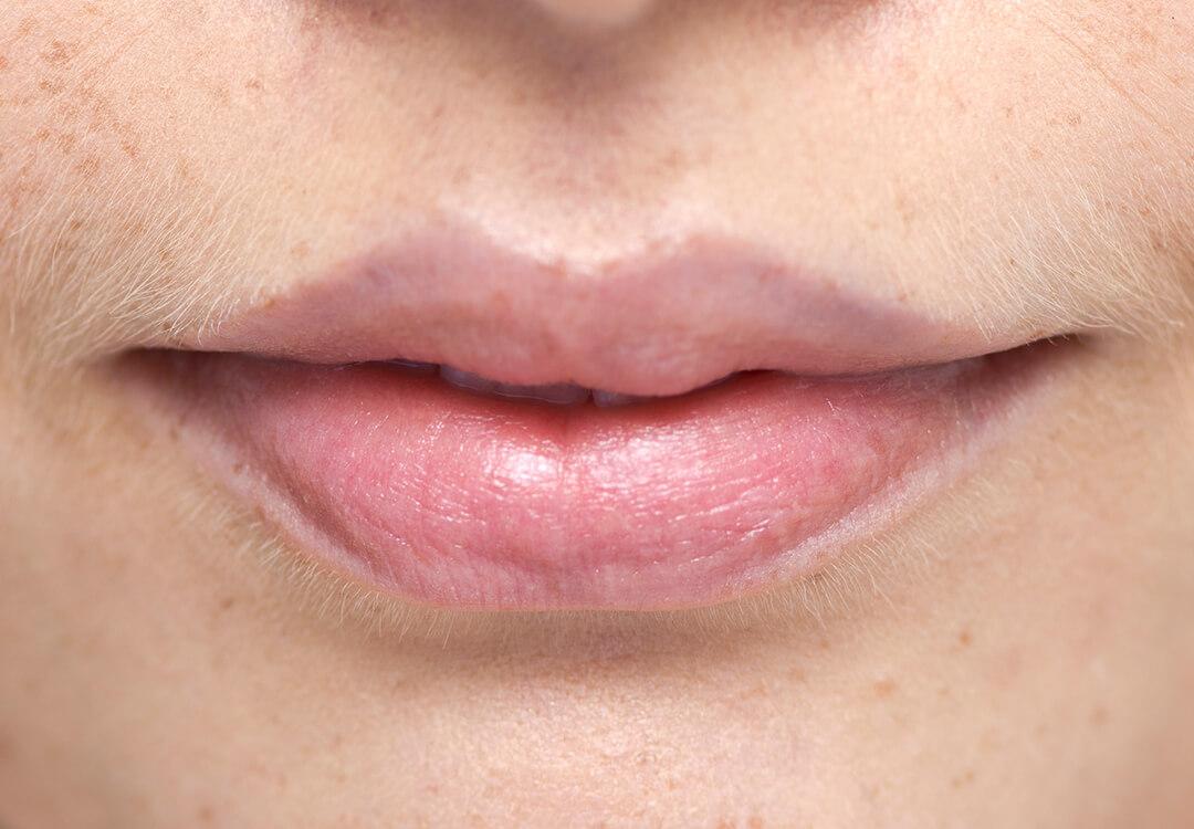 Close-up of a woman's bow shaped lips