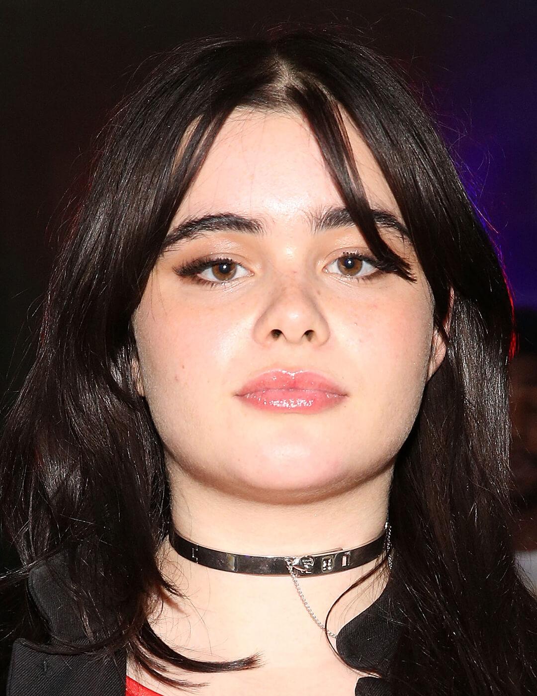 Barbie Ferreira rocking a graphic eyeliner look paired with glossy lips