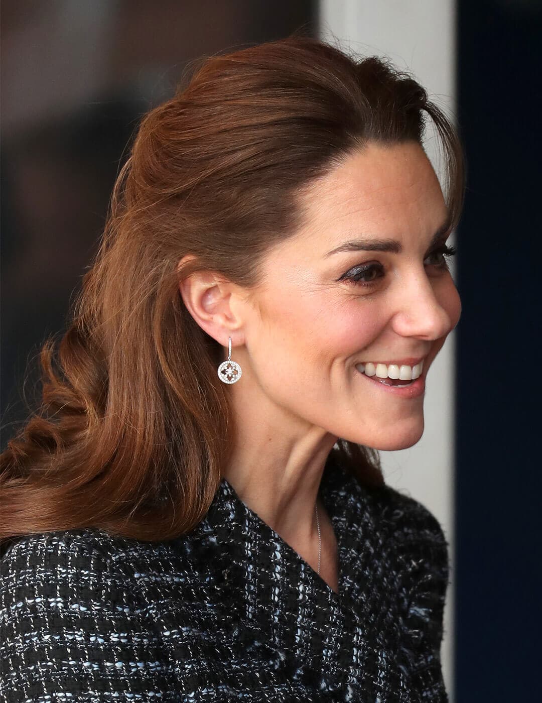 A photo of Kate Middleton with a half-up hairstyle