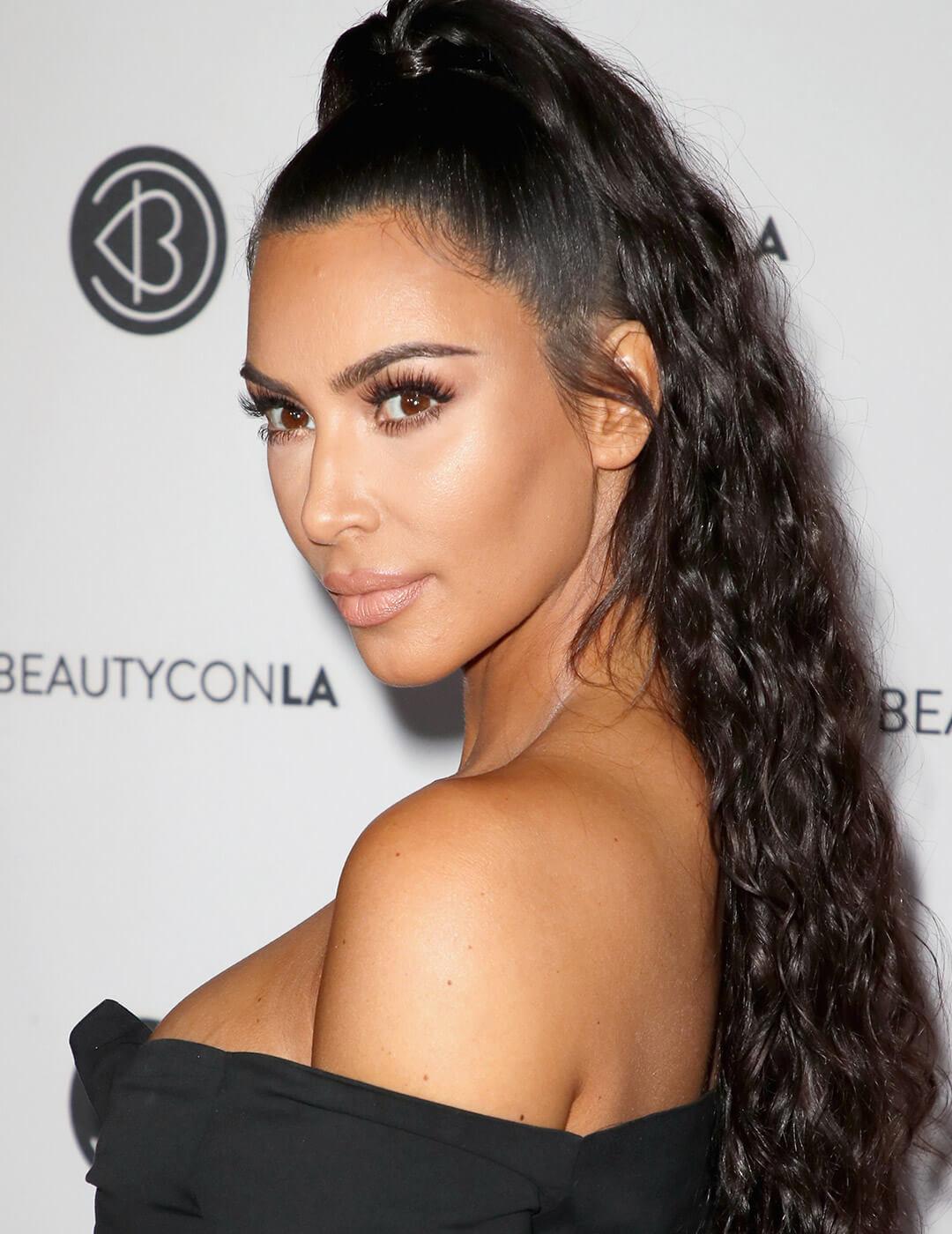 A photo of Kim Kardashian with a fountain hairstyle