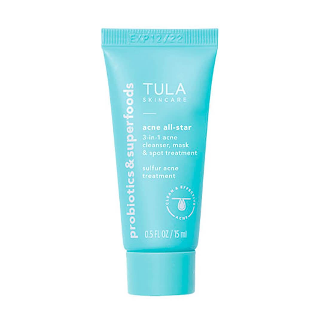 TULA SKINCARE Acne All-Star 3-in-1 Acne Cleanser, Mask, & Spot Treatment on white background