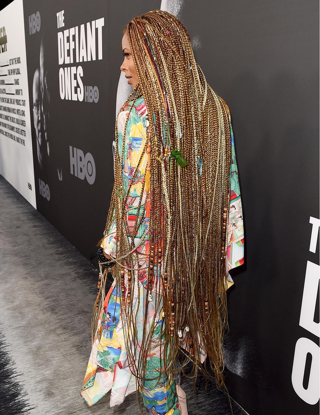 Eva Marcille rocking very long braided hairstyle
