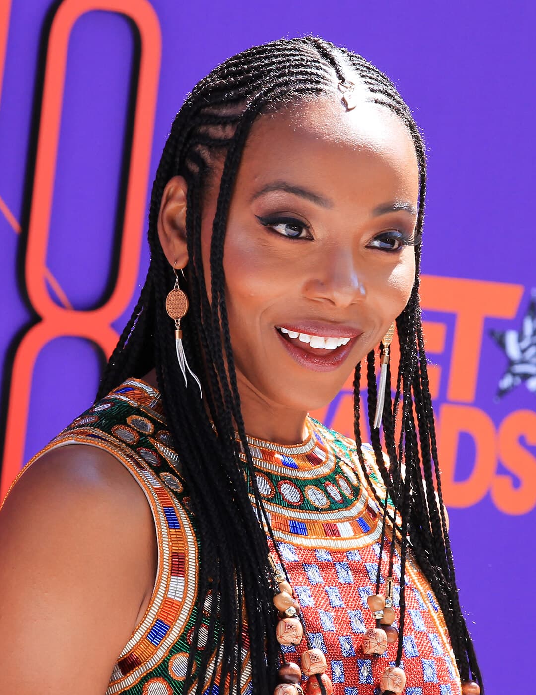 Erica Ash rocking a long, braided hairstyle