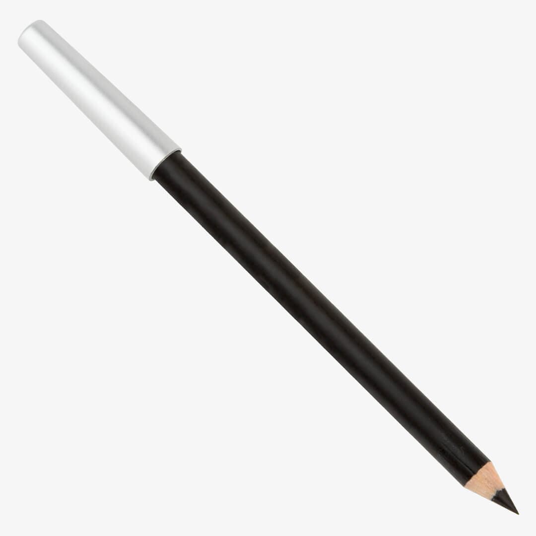 Black pencil eyeliner on light gray background