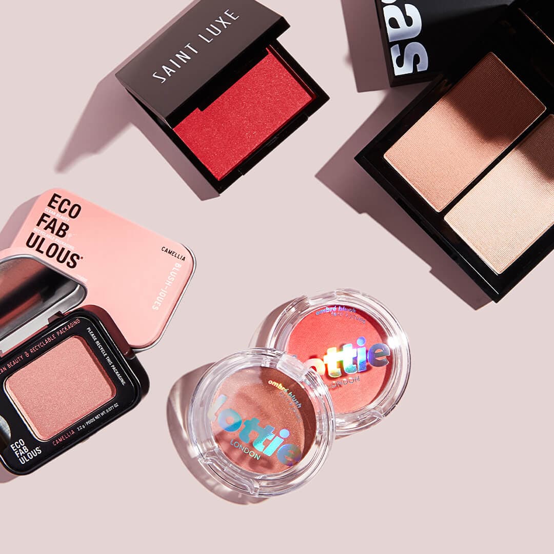 Blushes from various brands scattered