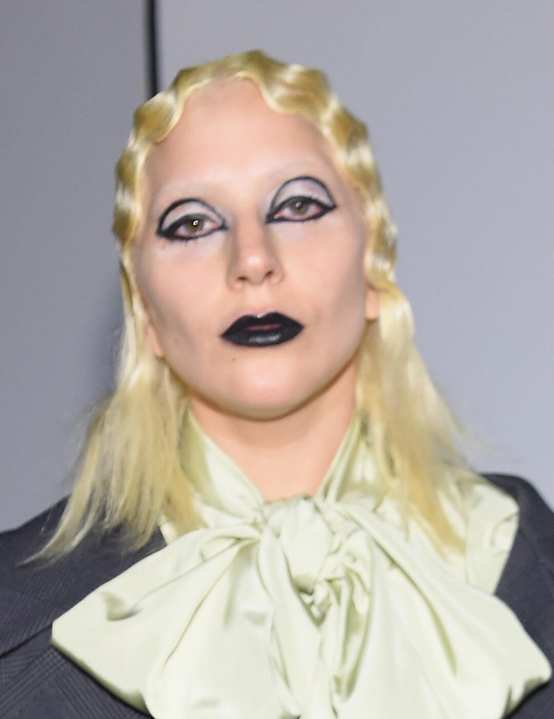 Lady Gaga rocking a goth, graphic eyeliner makeup look