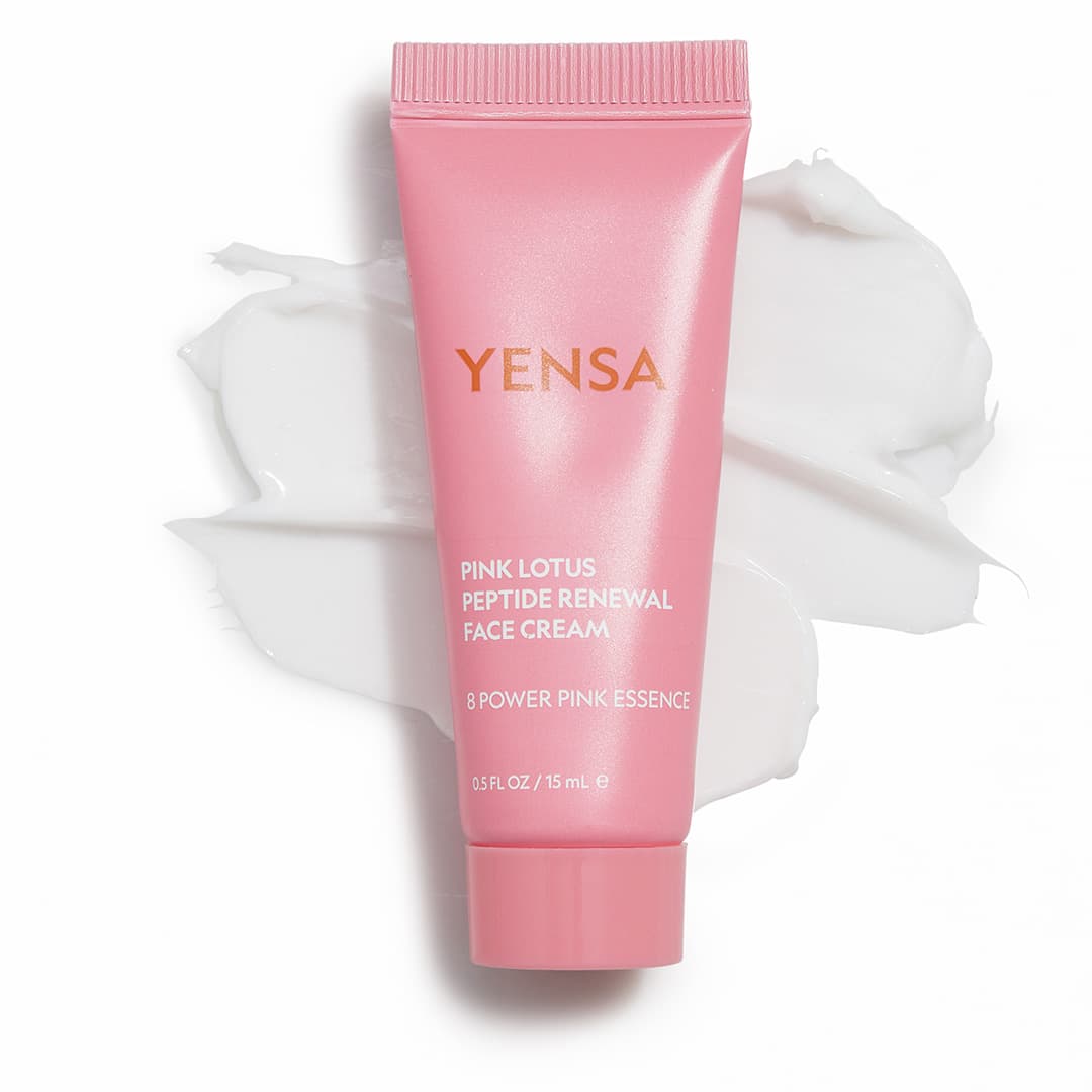 Yensa Beauty Pink Lotus Peptide Renewal Face Cream with swatch