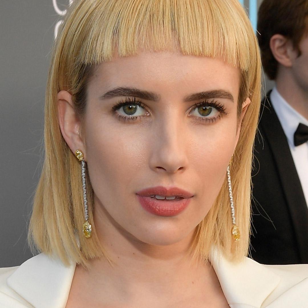 A photo of Emma Roberts with a blunt bang chop