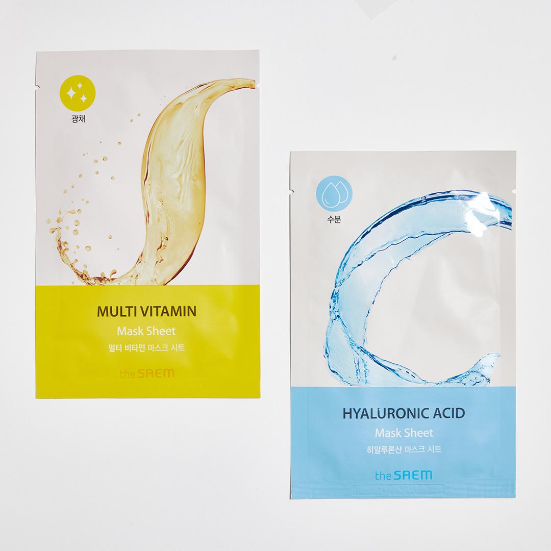 THE SAEM Bio Solution Hydrating Hyaluronic Acid Mask + Bio Solution Radiance Multi Vitamin Mask Duo