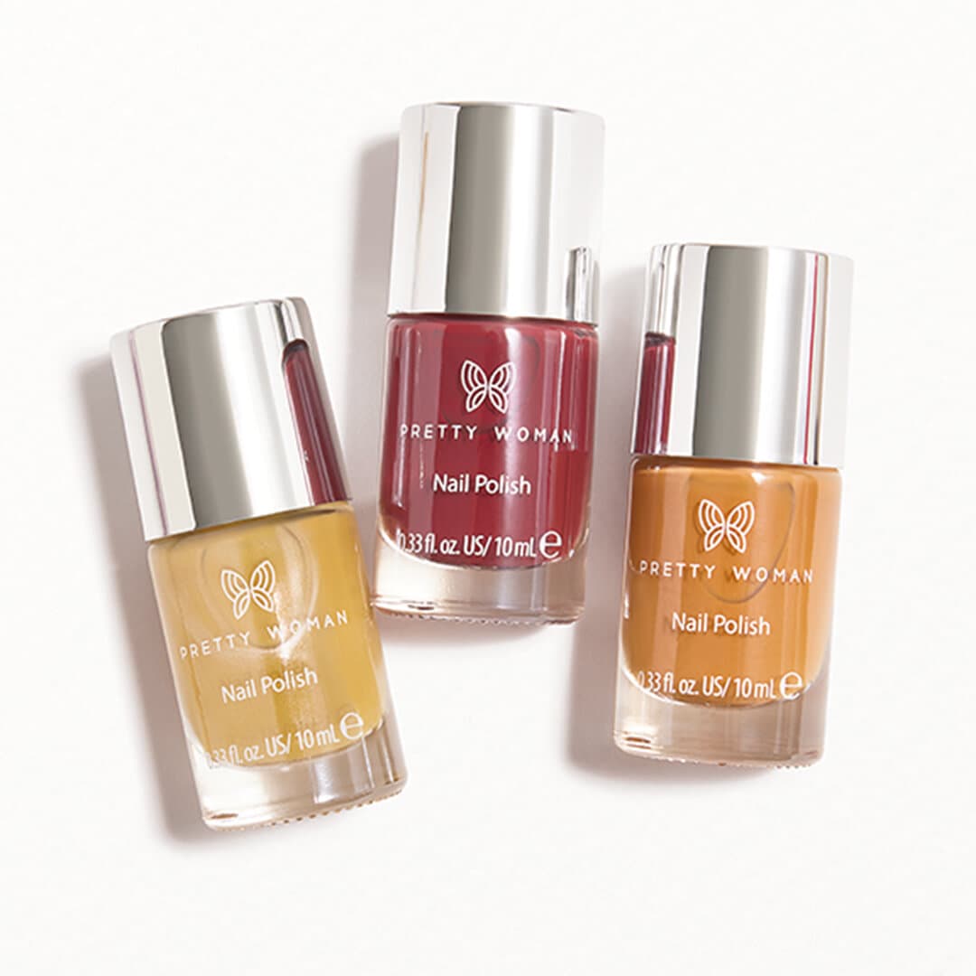 PRETTY WOMAN Nail Polish Fall Trio Set in Oh My Gourd!, Sweeter Than Honey, and Put A Cork In It