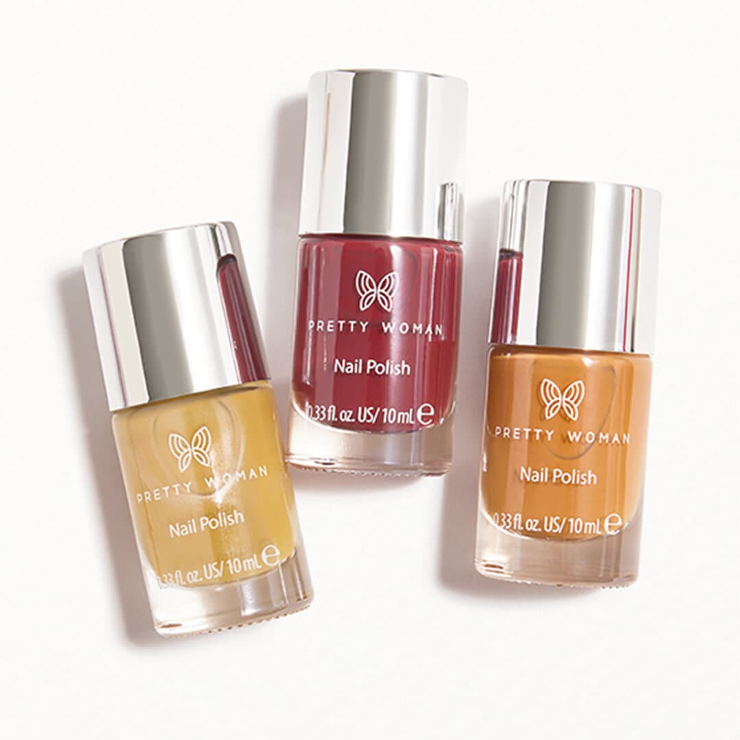 PRETTY WOMAN Nail Polish Fall Trio Set in Oh My Gourd!, Sweeter Than Honey, and Put A Cork In It