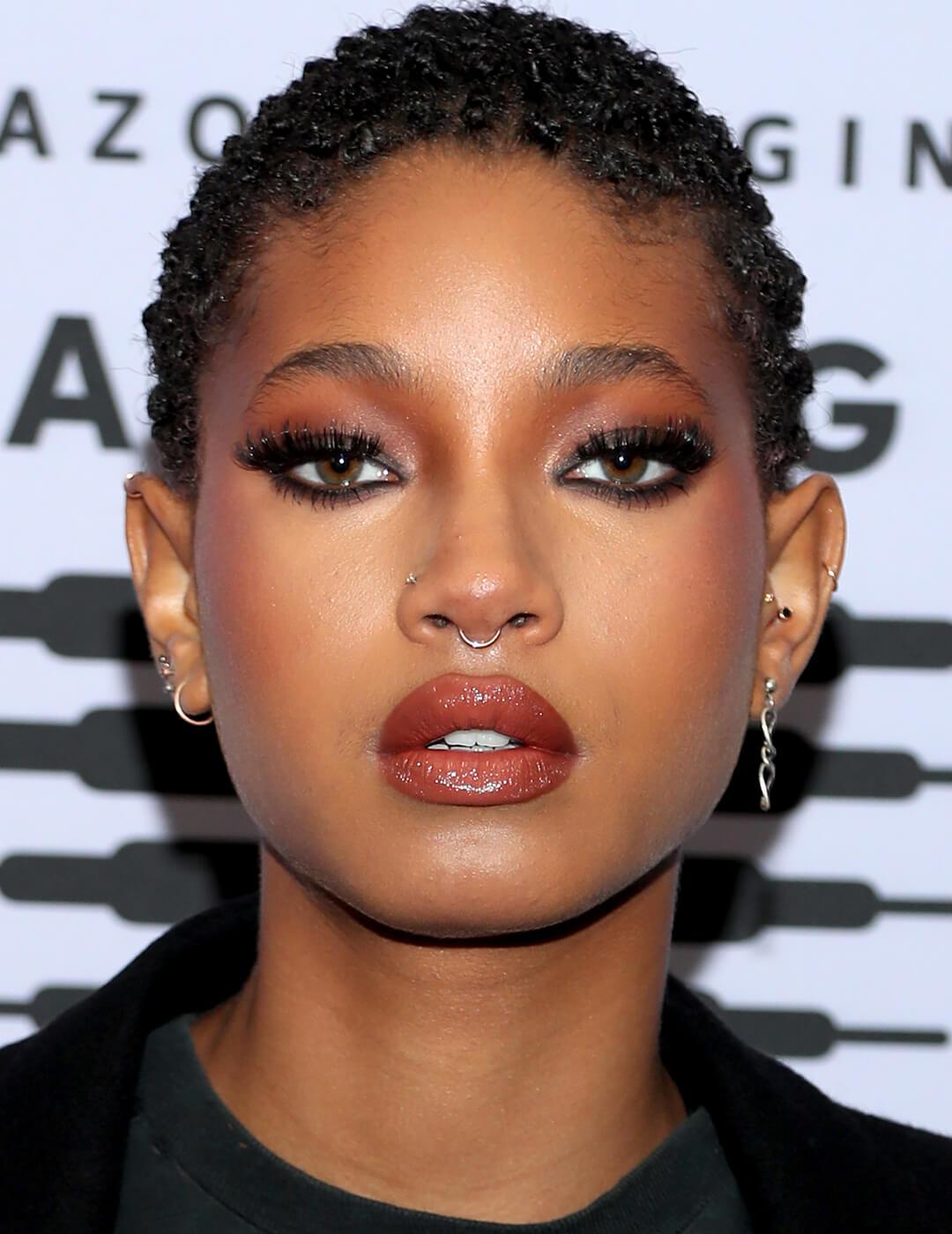 Close-up of Willow Smith looking fierce in a smoky eye makeup look