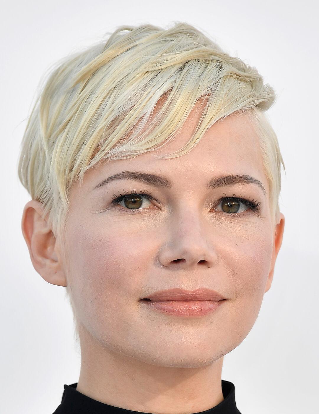 A photo of Michelle Williams with a pixie shag