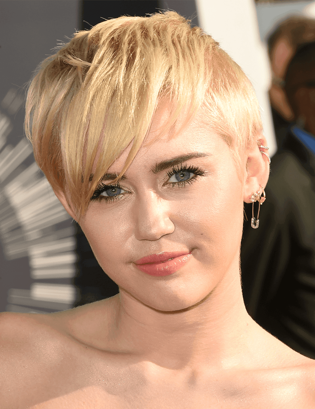 Miley Cyrus rocking a long pixie hairstyle