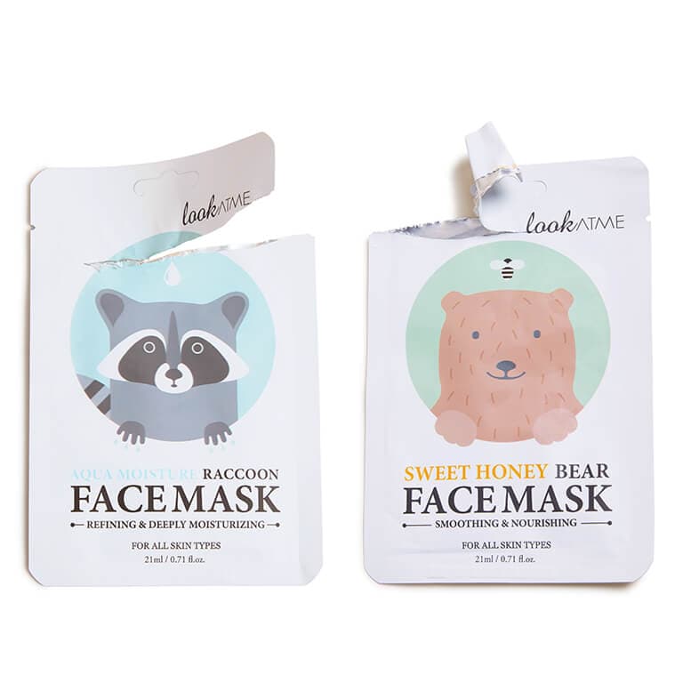 LOOK AT ME Sweet Honey Bear & Aqua Moisture Raccoon Sheet Mask Set