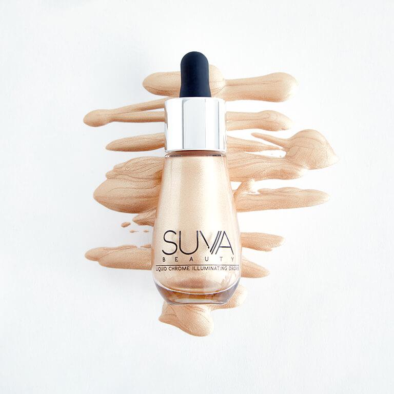 Suva Beauty Liquid Chrome Illuminating Drops give your skin a shimmery, pigmented glow. 