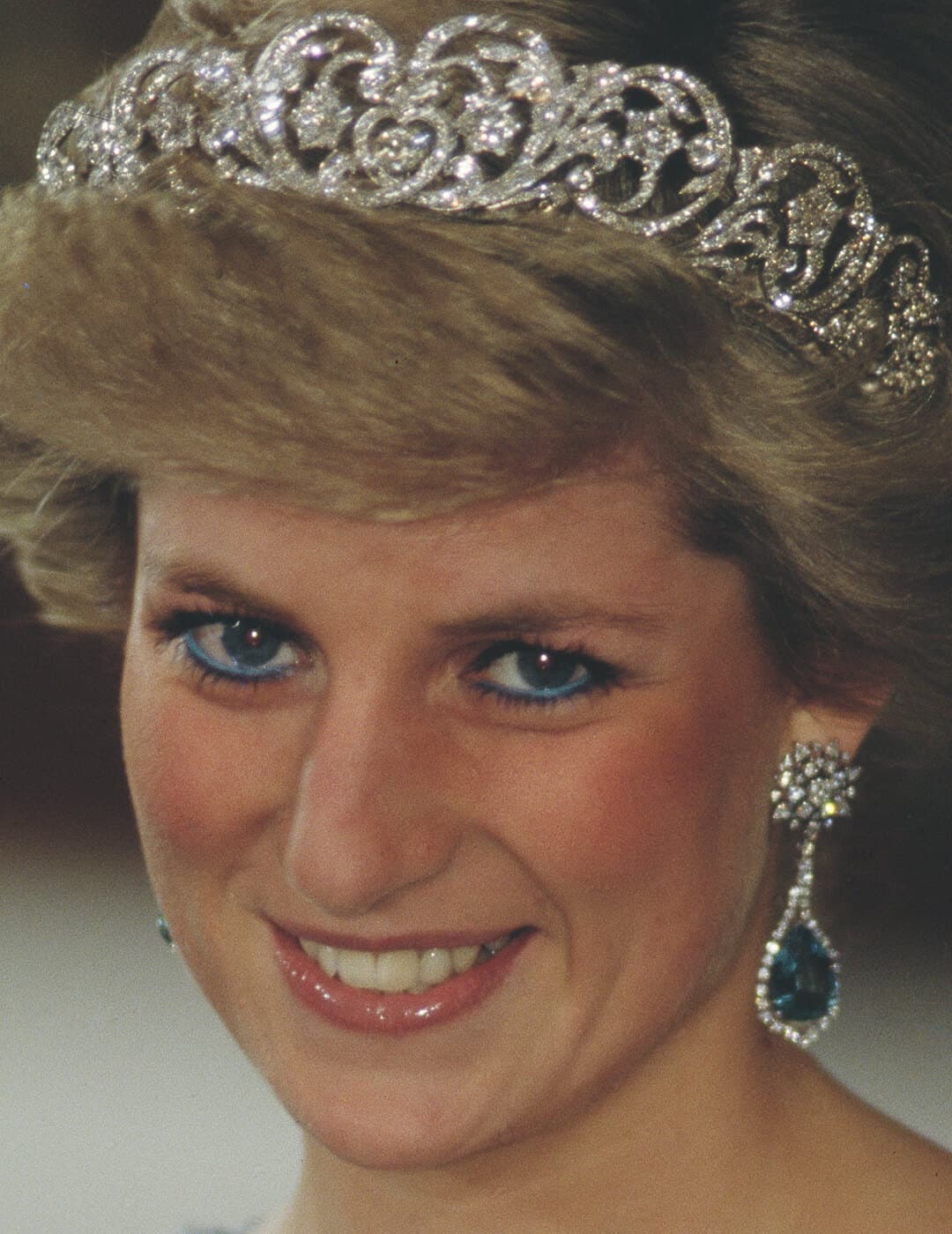 A photo of Diana, Princess of Wales sporting a blue liner look