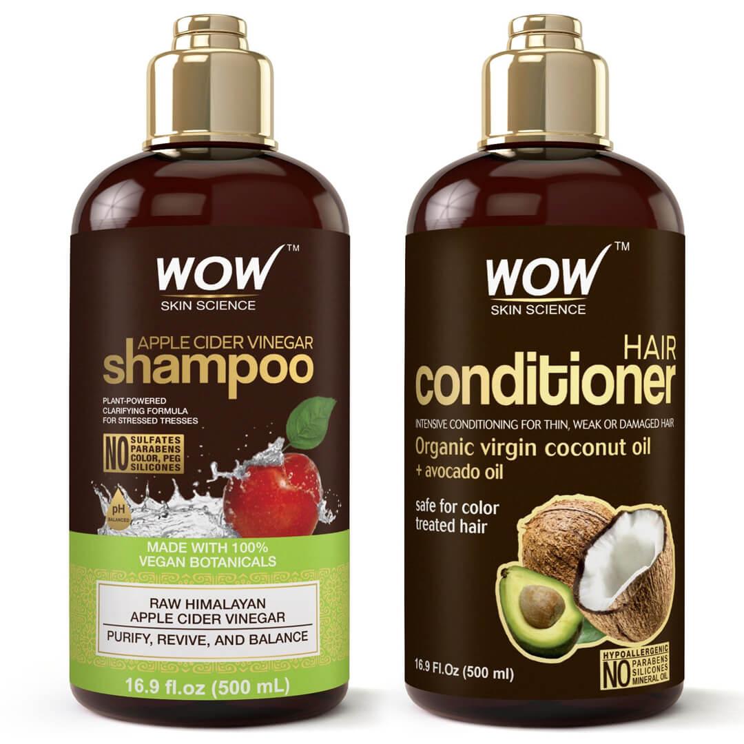 WOW SKIN SCIENCE Apple Cider Vinegar Shampoo And Coconut/Avocado Oil Conditioner Pack