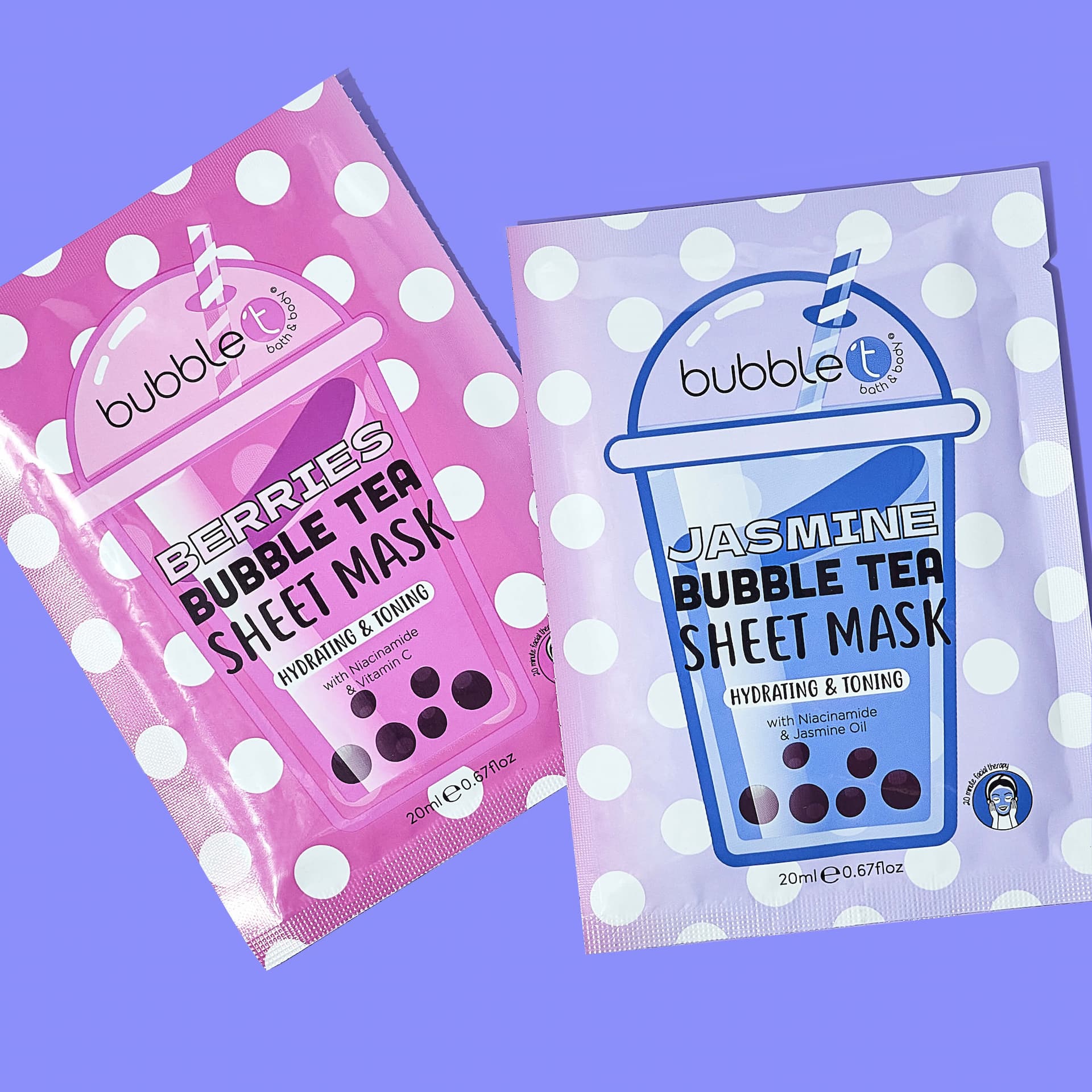 BUBBLE T COSMETICS Sheet Mask Duo in Berries and Jasmine