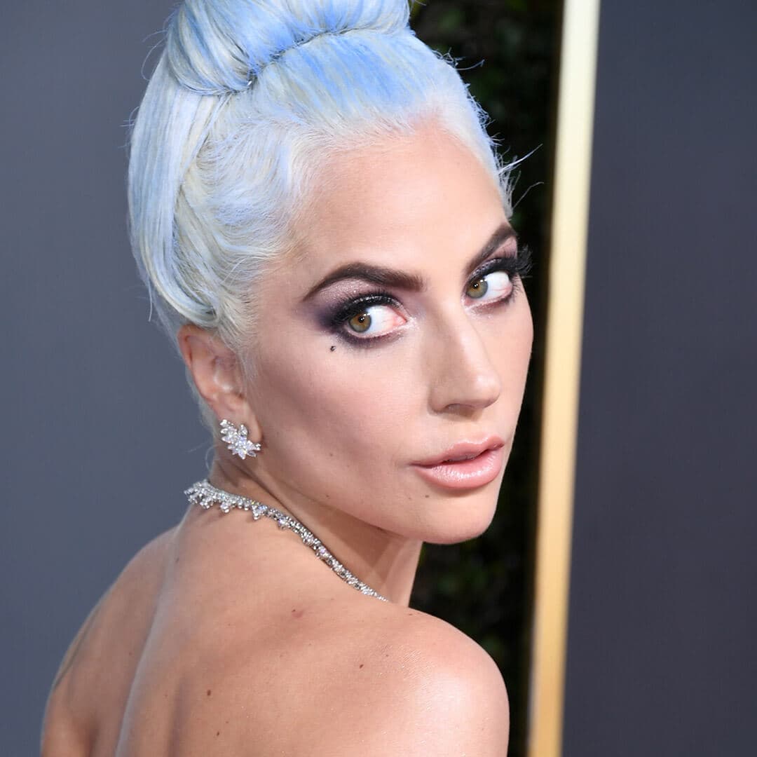 A photo of Lady Gaga with platinum blue hair
