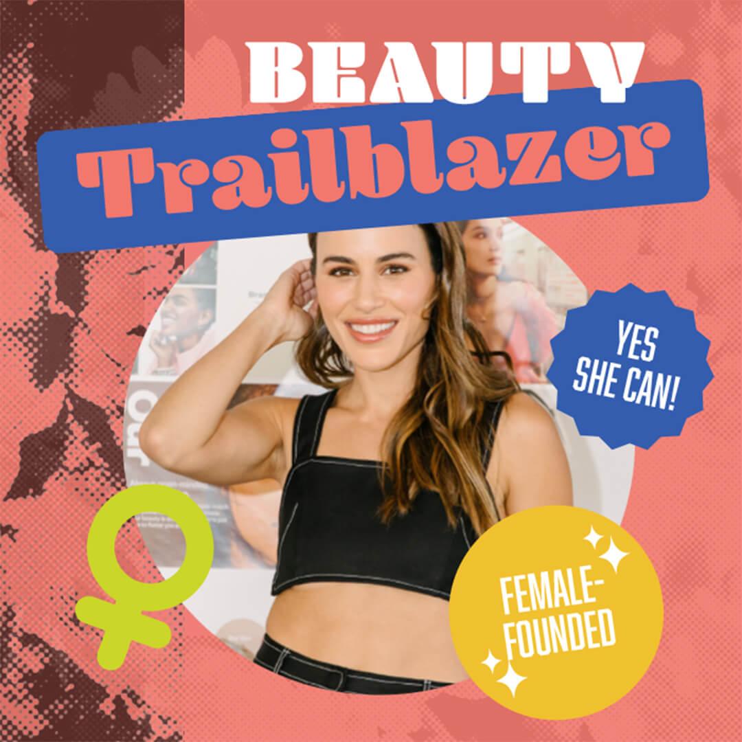 Profile image of Sheena Yaitanes in colorful, graphic frame with text Beauty Trailblazers