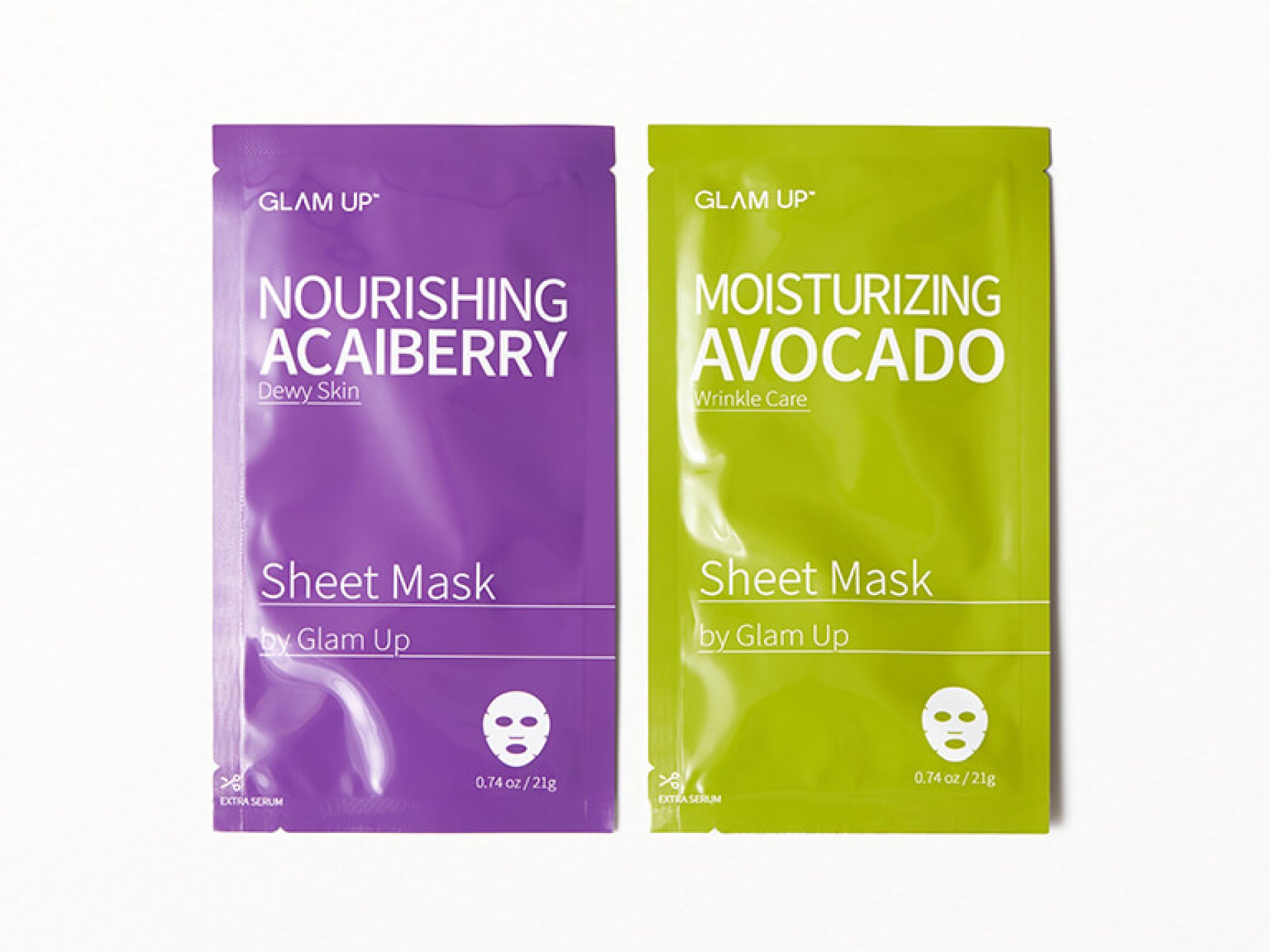 GLAM UP Moisturizing Avocado and Nourishing Acai Berry Sheet Mask Set