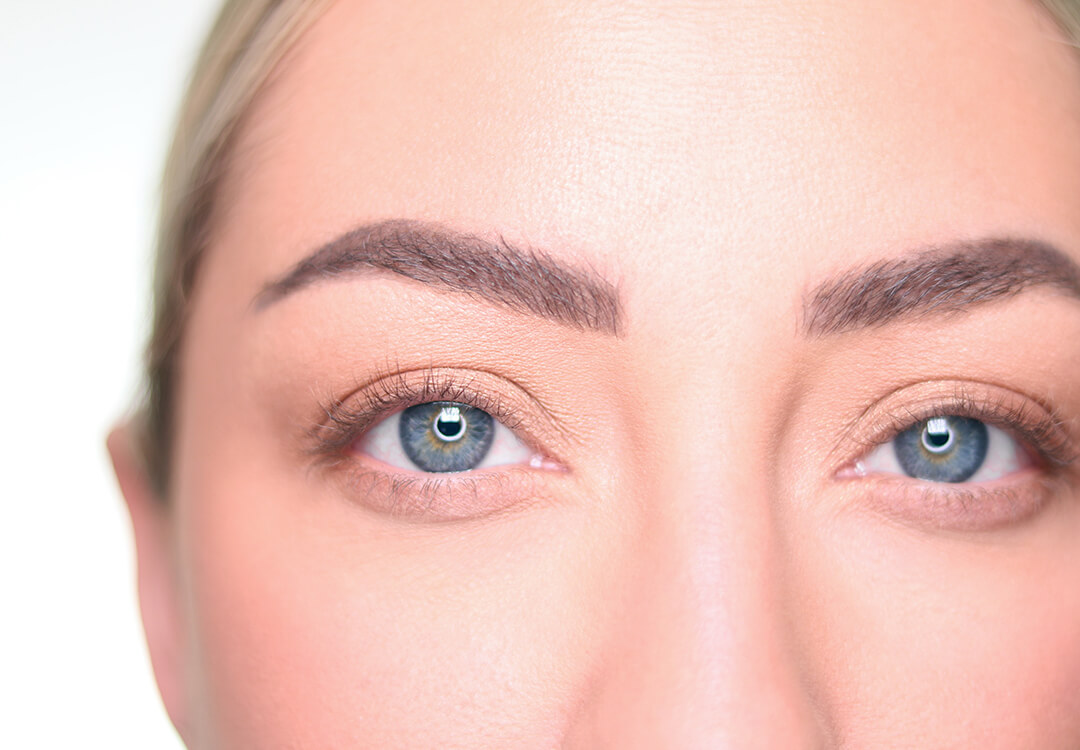 Close-up image of Anne Baker's eyes with curled eyelashes