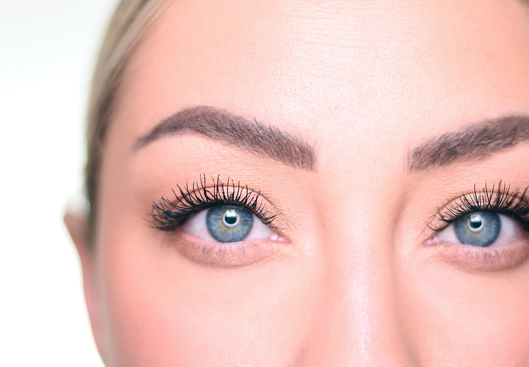 Close-up image of Anne Baker's mascara makeup