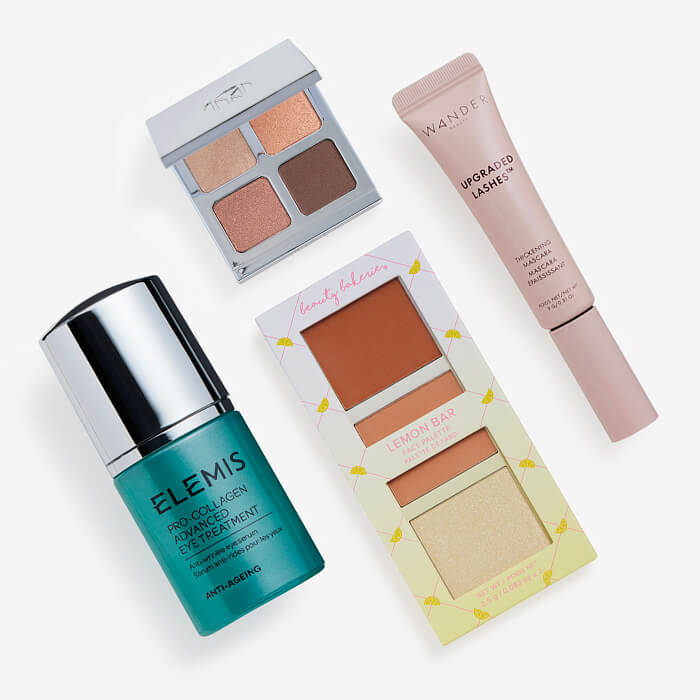 Beauty products from the June 2023 IPSY BoxyCharm on white background