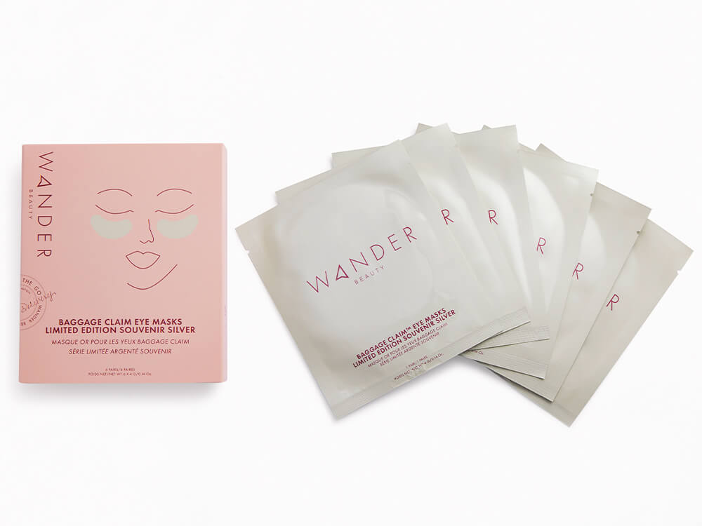 Baggage Claim Eye Masks in Souvenir Silver by WANDER BEAUTY Skin