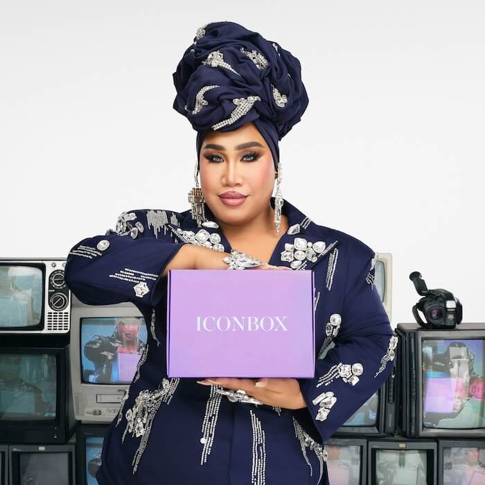 May 2024 Icon Box curator Patrick Starrr holding his Icon Box mailer.