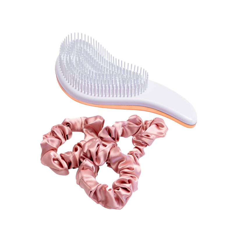 Rose Gold Hair Detangler Brush + Satin Scrunchies by ZOE AYLA, Accessories, Misc