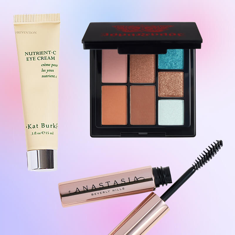 Makeup and skincare beauty products from the May 2024 IPSY Glam Bag on white background