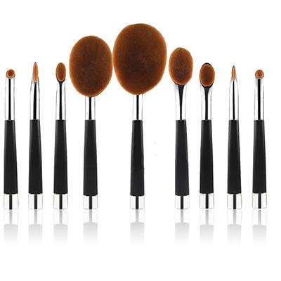 Metallic Oval Makeup Brush Set 10-Piece Metallic Oval Makeup Brush Set