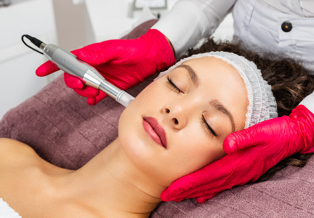 Close-up image of a woman getting a HydraFacial