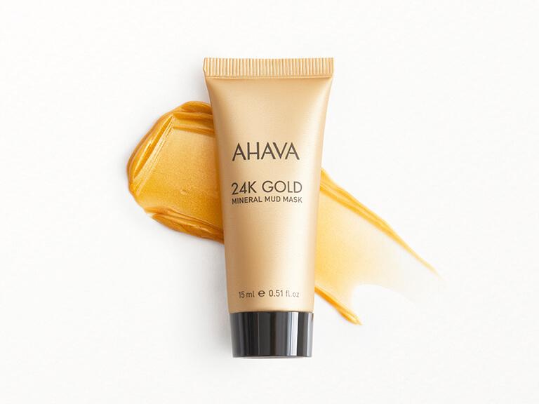  AHAVA 24K Gold Mineral Mud Mask - Luxury Mud Mask for Refined,  Luminously Radiant Skin, Smoothes, Firms & Illuminates, includes 24K Gold,  Osmoter, Dead Sea Mud, Matrixyl & Hyaluronic Acid, 1.7
