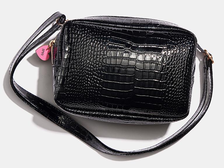 Black croc crossbody discount bag