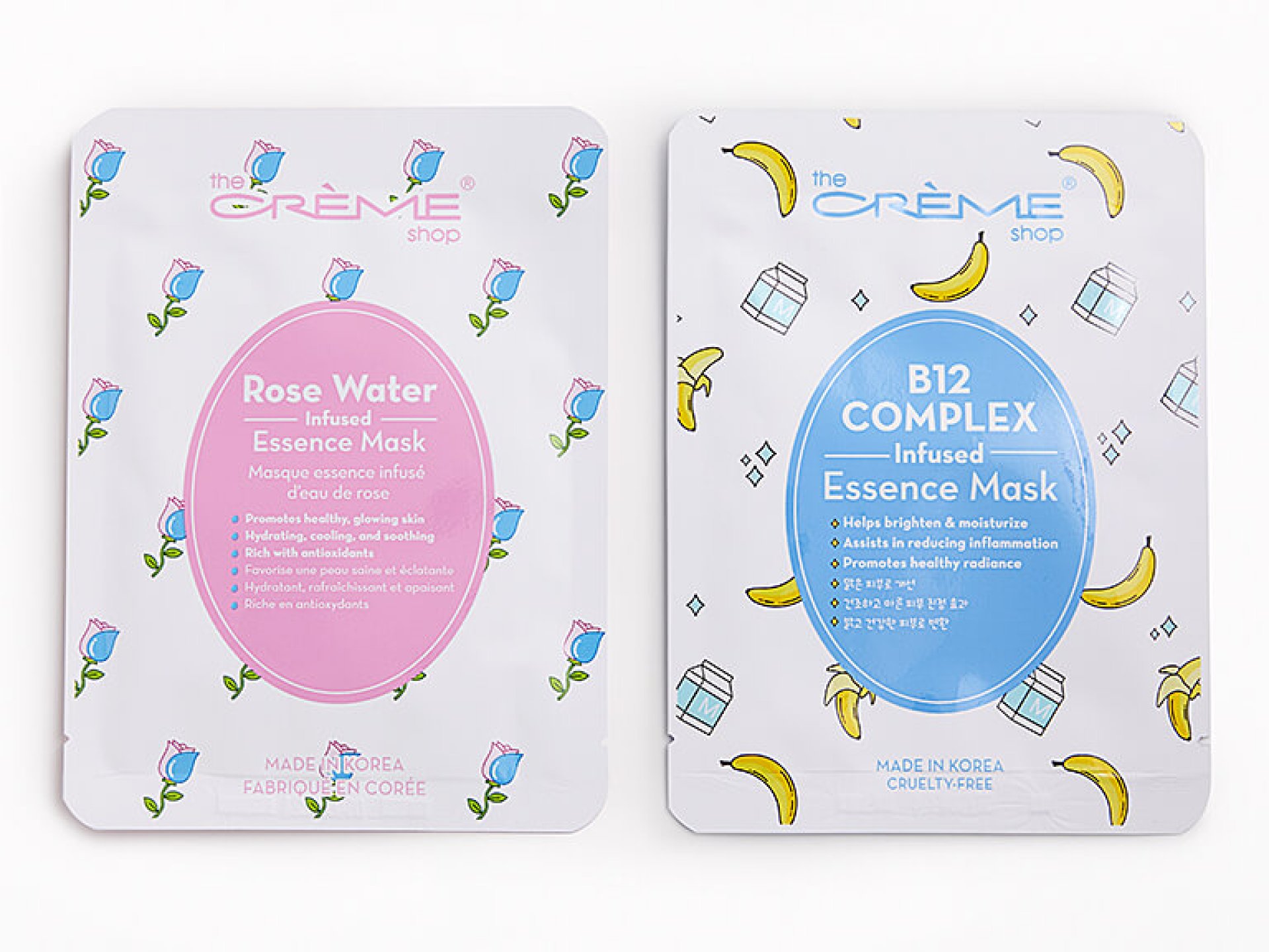THE CRÈME SHOP Essence Infused Sheet Mask Duo in Rose Water & B12 Complex